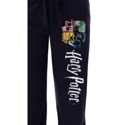 Harry Potter Women's Hogwarts House Crest Sleep Lounge Pajama Pants Black