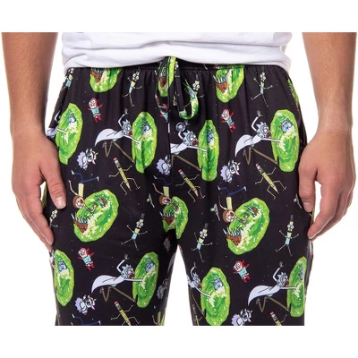 Rick And Morty Mens' TV Show Series Portal Tossed Print Sleep Pajama Pants Black 2 Rick And Morty Mens' TV Show Series Portal Tossed Print Sleep Pajama Pants Black - Image 2