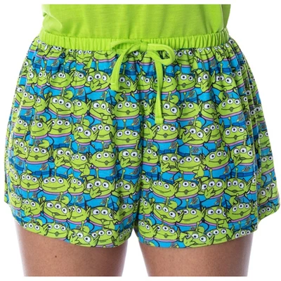 Disney Women's Toy Story Pizza Planet Aliens Shirt And Shorts Pajama Set Lime Green 3 Disney Women's Toy Story Pizza Planet Aliens Shirt And Shorts Pajama Set Lime Green - Image 3