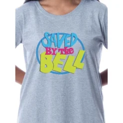 Saved By The Bell Womens' TV Series Title Logo Nightgown Sleep Pajama Shirt Grey