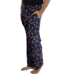 DC Comics Mens Superman All Over Print Loungewear Pajama Pants Blue