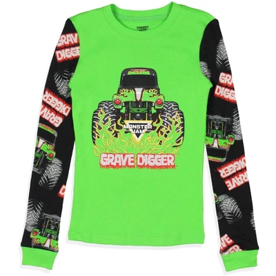 Monster Jam Boys' Truck Long Sleeve Grave Digger Tight Fit Sleep Pajama Set Multicolored 1 Monster Jam Boys' Truck Long Sleeve Grave Digger Tight Fit Sleep Pajama Set Multicolored