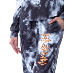 Def Leppard Logo Long Sleeve Womens' Rock Band Tie Dye Lounge Jogger PJ Set Black -Sleepwear Sales Store GUEST 5f6a4c73 4bbb 4f36 be27 d53469de938f