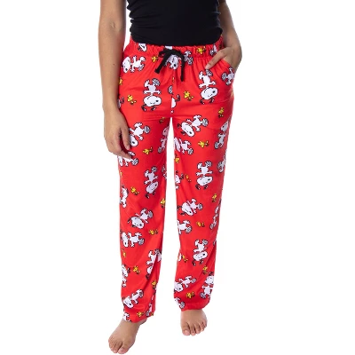 Peanuts Women's Snoopy And Woodstock Allover Print Smooth Fleece Pajama Pants 4 Peanuts Women's Snoopy And Woodstock Allover Print Smooth Fleece Pajama Pants - Image 4