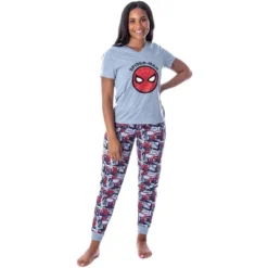 Marvel Womens' Spider-Man Comic Book 2 Piece Jogger Pajama Set Grey -Sleepwear Sales Store GUEST 60106ebb 91d0 4998 b459 fe43fbdb8483