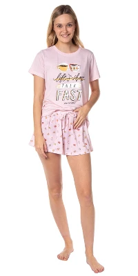 Gilmore Girls Womens' Coffee Life's Short Sleep Pajama Set Shorts Pink