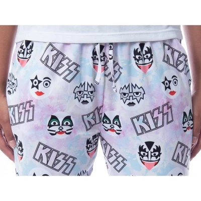 KISS Womens' All Over Band Logo And Faces Pastel Tie Dye Pajama Sleep Pants Multi 2 KISS Womens' All Over Band Logo And Faces Pastel Tie Dye Pajama Sleep Pants Multi - Image 2
