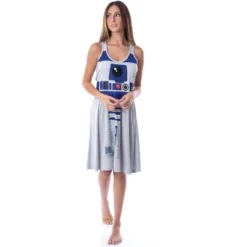 Star Wars Womens' R2-D2 Droid Racerback Pajama Nightgown Costume Dress Grey