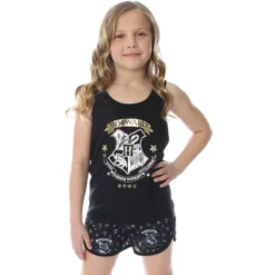 Harry Potter Big Girls' Hogwarts House Crest Racerback Tank And Shorts Pajama Lounge Set -Sleepwear Sales Store GUEST 63dc4f7d 3bec 41e2 b303 2382627f3463
