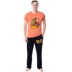 Scooby-Doo Mens' Shaggy Spooky Where Are You Sleep Pajama Set Shirt Pants Orange / Black -Sleepwear Sales Store GUEST 6403bcad 11e3 4838 b136 582fc541aea5