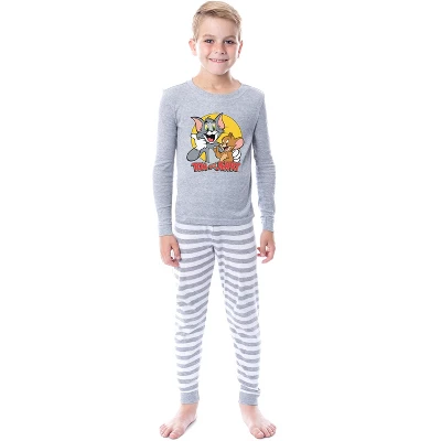 Tom And Jerry Unisex Youth Child Girls' Boys' Sleep Tight Fit Pajama Set Grey 4 Tom And Jerry Unisex Youth Child Girls' Boys' Sleep Tight Fit Pajama Set Grey - Image 4