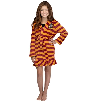 Harry Potter Girls' Striped Ruffle Plush Fleece Robe 1 Harry Potter Girls' Striped Ruffle Plush Fleece Robe