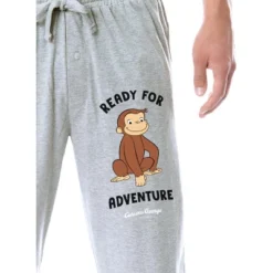 Curious George Mens' Character Ready For Adventure Sleep Pajama Pants Grey