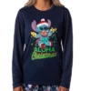 Disney Women's Lilo & Stitch Christmas Character Jogger Sleep Pajama Set Multicolored