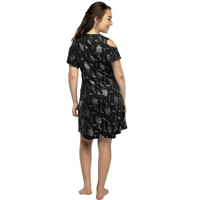 Harry Potter Women's Juniors Up To No Good Cold Shoulder Nightgown 3 Harry Potter Women's Juniors Up To No Good Cold Shoulder Nightgown - Image 3