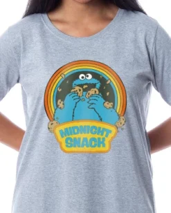 Sesame Street Women's Cookie Monster Midnight Snack Nightgown Pajama Dress Multicolored