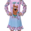 Scooby-Doo Girls' I Woke Up Like This Flower Sleep Pajama Dress Nightgown Purple