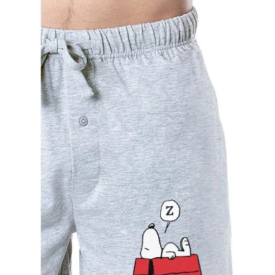Peanuts Mens' Snoopy Happiness Is Sleeping In Character Sleep Pajama Shorts Grey 2 Peanuts Mens' Snoopy Happiness Is Sleeping In Character Sleep Pajama Shorts Grey - Image 2