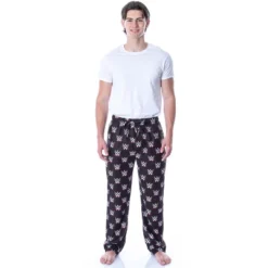 WWE Men's Allover WWE Logo Pattern Adult Loungewear Sleep Pajama Pants Black