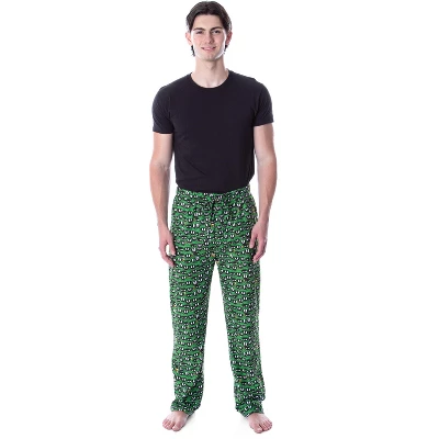 Looney Tunes Men's Marvin The Martian Allover Character Head Pajama Pants Green 1 Looney Tunes Men's Marvin The Martian Allover Character Head Pajama Pants Green