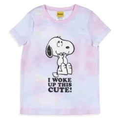 Peanuts Girls' I Woke Up This Cute Snoopy Tie-Dye Sleep Pajama Set Shorts Multicolored