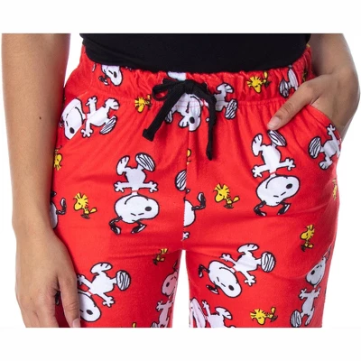 Peanuts Women's Snoopy And Woodstock Allover Print Smooth Fleece Pajama Pants 2 Peanuts Women's Snoopy And Woodstock Allover Print Smooth Fleece Pajama Pants - Image 2