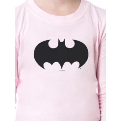 DC Comics Girls' Child Batman Bat Logo Symbol Superhero Sleep Pajama Set Pink