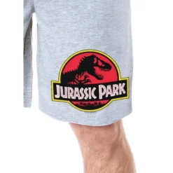 Jurassic Park Mens' Dinosaur Film Movie Park Logo Sleep Pajama Shorts Grey