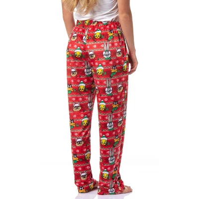 Looney Tunes Womens' Christmas Character Santa Bugs Taz Daffy Pajama Pants Red 3 Looney Tunes Womens' Christmas Character Santa Bugs Taz Daffy Pajama Pants Red - Image 3