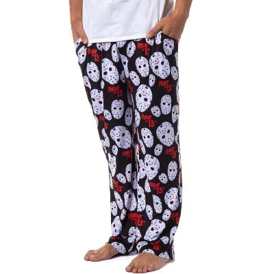 Friday The 13th Mens' Jason Voorhees Mask Allover Sleep Pajama Pants Black 4 Friday The 13th Mens' Jason Voorhees Mask Allover Sleep Pajama Pants Black - Image 4