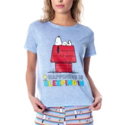 Peanuts Women's Snoopy Happiness Is Sleeping In Shirt And Pant Sleepwear Set