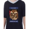 Disney Mens' Beauty And The Beast Without My Sleep Pajama Dress Shirt Black