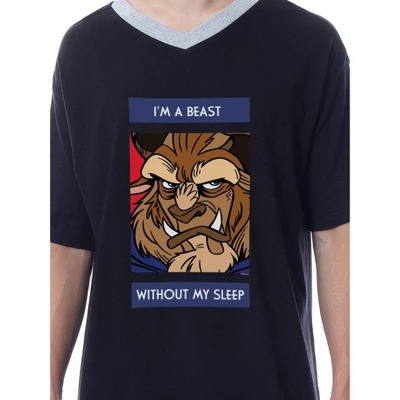 Disney Mens' Beauty And The Beast Without My Sleep Pajama Dress Shirt Black 1 Disney Mens' Beauty And The Beast Without My Sleep Pajama Dress Shirt Black