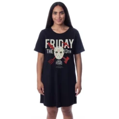 Friday The 13th Womens' Jason Mask Nightgown Sleep Pajama Dress Black -Sleepwear Sales Store GUEST 81651158 8555 478a 9b99 137e28685619