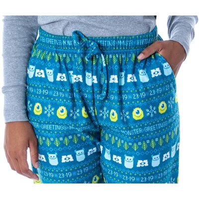 Disney Womens' Monsters Inc Sulley And Mike Ugly Sweater Pajama Pants Turquoise 2 Disney Womens' Monsters Inc Sulley And Mike Ugly Sweater Pajama Pants Turquoise - Image 2