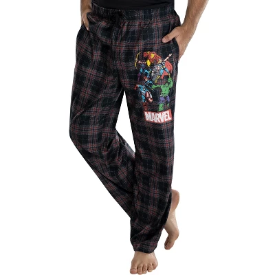 Marvel Comics Men's Avengers Plaid Loungewear Pajama Pants Black Plaid 1 Marvel Comics Men's Avengers Plaid Loungewear Pajama Pants Black Plaid