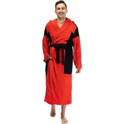 Marvel Deadpool Adult Men's Costume Fleece Robe Bathrobe Red