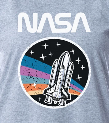 NASA Womens' Distressed Space Fashion Logo Nightgown Sleep Pajama Shirt Grey 2 NASA Womens' Distressed Space Fashion Logo Nightgown Sleep Pajama Shirt Grey - Image 2