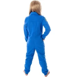 NASA Girls' Meatball Space Suit Astronaut Costume One Piece Pajama Union Suit Blue