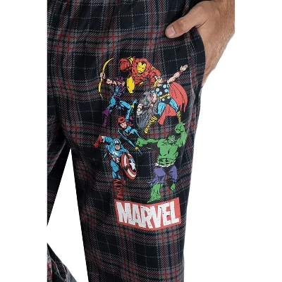 Marvel Comics Men's Avengers Plaid Loungewear Pajama Pants Black Plaid 2 Marvel Comics Men's Avengers Plaid Loungewear Pajama Pants Black Plaid - Image 2