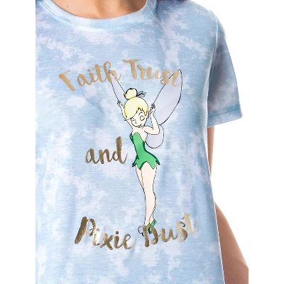Disney Womens' Tinker Bell Pixie Dust Sleep Pajama Set Shorts Tie-Dye Multicolored 2 Disney Womens' Tinker Bell Pixie Dust Sleep Pajama Set Shorts Tie-Dye Multicolored - Image 2