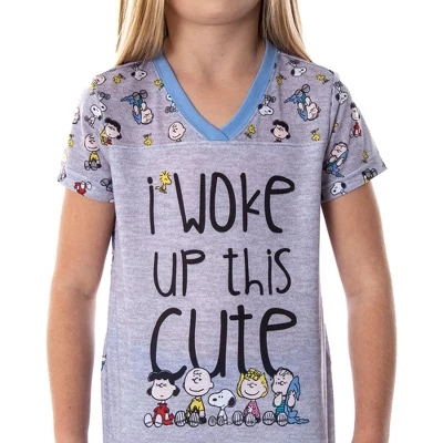 Peanuts Girls' Woke Up This Cute Pajamas Shirt And Pants Jogger Pajama Set 1 Peanuts Girls' Woke Up This Cute Pajamas Shirt And Pants Jogger Pajama Set