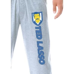 Ted Lasso Mens' TV Series Show Title Logo Character Sleep Pajama Pants Grey