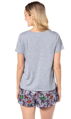 Marvel Womens' Classic Comic The Avengers Characters Pajama Set Shorts Grey 4 Marvel Womens' Classic Comic The Avengers Characters Pajama Set Shorts Grey - Image 4