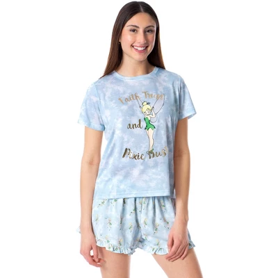 Disney Womens' Tinker Bell Pixie Dust Sleep Pajama Set Shorts Tie-Dye Multicolored 4 Disney Womens' Tinker Bell Pixie Dust Sleep Pajama Set Shorts Tie-Dye Multicolored - Image 4
