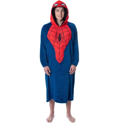 Marvel Mens' Spider-Man Logo Hooded Costume Pullover Pajama Outfit Blue 5 Marvel Mens' Spider-Man Logo Hooded Costume Pullover Pajama Outfit Blue - Image 5