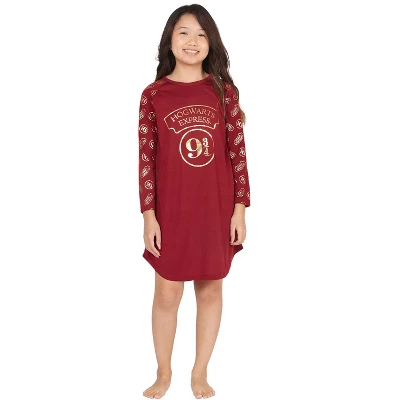 HARRY POTTER 9 3/4 Hogwarts Express Raglan Nightgown Red 1 HARRY POTTER 9 3/4 Hogwarts Express Raglan Nightgown Red