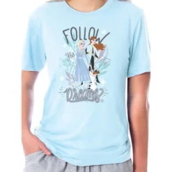 Disney Womens' Frozen Movie Film Anna Elsa Follow Your Dreams Pajama Set Multicolored