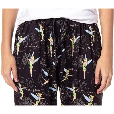 Disney Womens' Tinker Bell Sleep Never Land Map Symbols Pajama Pants Black 2 Disney Womens' Tinker Bell Sleep Never Land Map Symbols Pajama Pants Black - Image 2