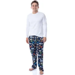 Star Wars Mens' Toon Heads Yoda Luke Skywalker Sleep Pajama Pants Blue
